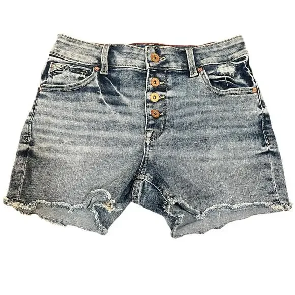 Maurices Edgely Hi-Rise Button Fly Distressed Jean Shorts Sz 2 - Picture 1 of 7